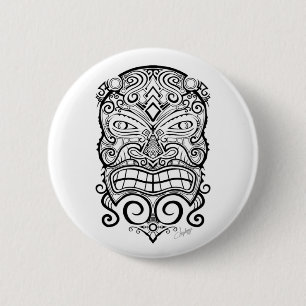 Tiki Mask 6 Cm Round Badge