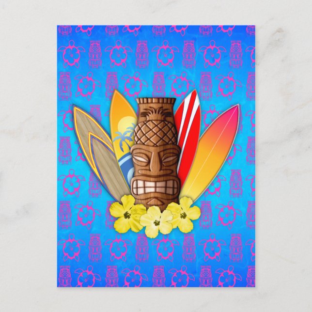 Tiki Mask And Surfboards Postcard (Front)
