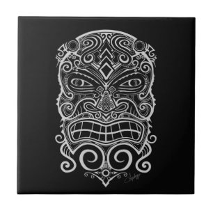 Tiki Mask Ceramic Tile