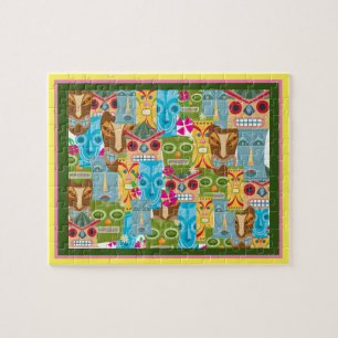 Tiki Mask Collage Jigsaw Puzzle