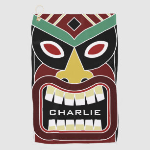 Tiki Mask custom name golf towel