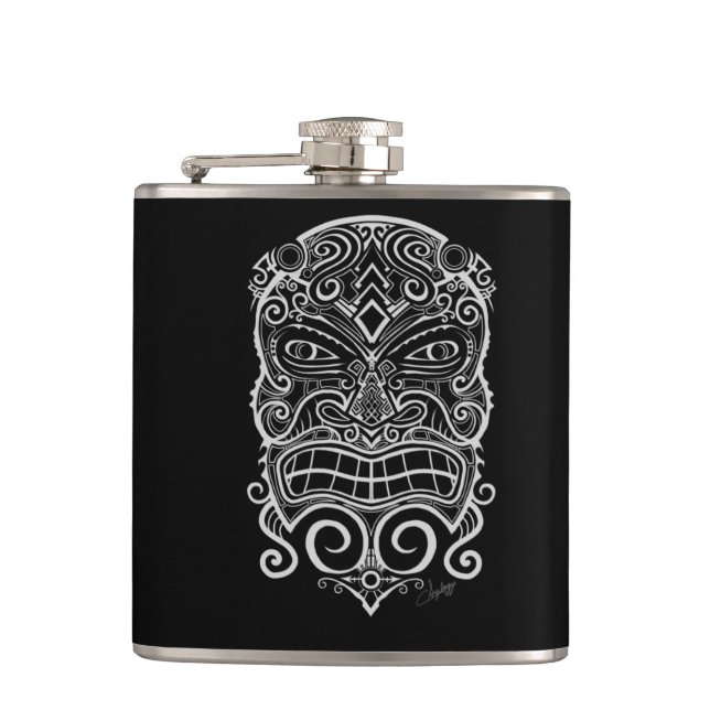 Tiki Mask Hip Flask (Front)