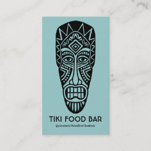Tiki Mask - Lt Blue Green on White Business Card