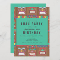 Tiki Mask Luau 40th Birthday Party Invitation