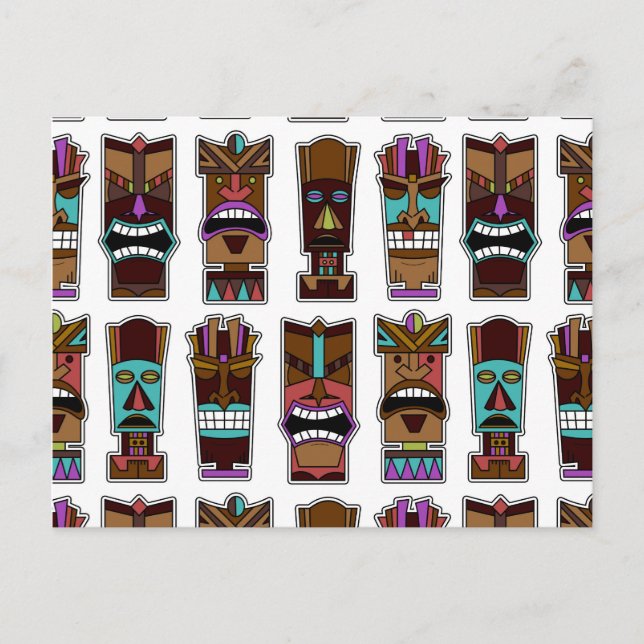 Tiki Mask Pattern Postcard (Front)