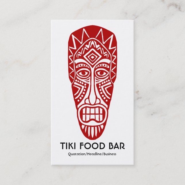 Tiki Mask - Ruby Red on White Business Card (Front)