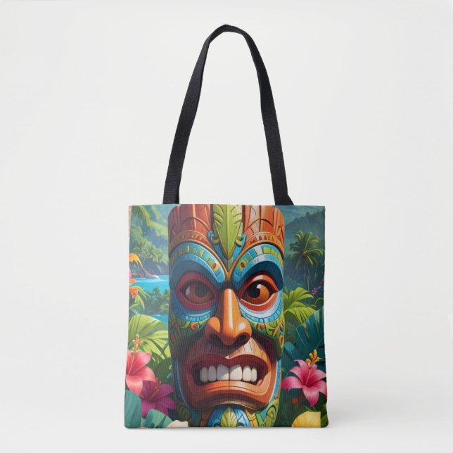 Tiki Mask Tote Bag (Front)