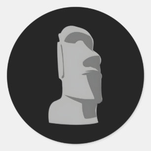Tiki Moai Easter Island Hawaiian Luau Gray Classic Round Sticker