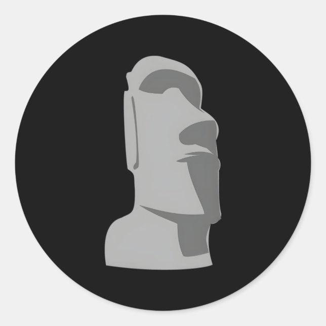Tiki Moai Easter Island Hawaiian Luau Grey Classic Round Sticker (Front)