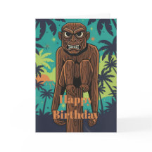 Tiki Monkey Birthday Card