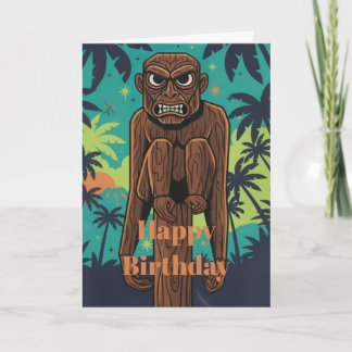 Tiki Monkey Birthday Card
