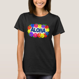 Tiki Party Hawaiian Luau Party Hibiscus Lei Flower T-Shirt