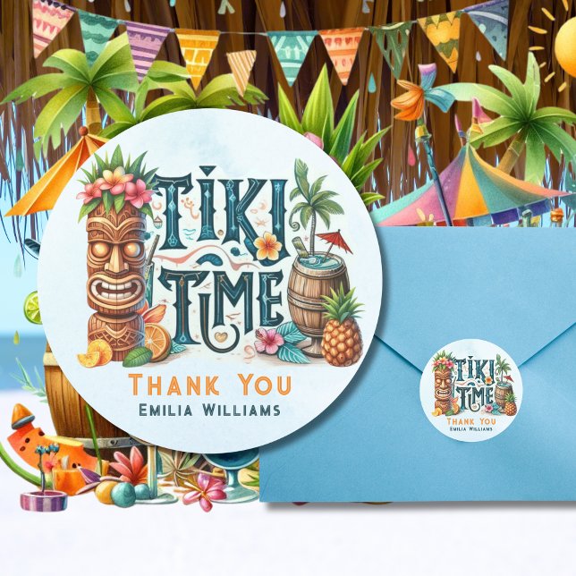 TIKI Party Personalised Favour Gift Envelope Classic Round Sticker (Creator Uploaded)