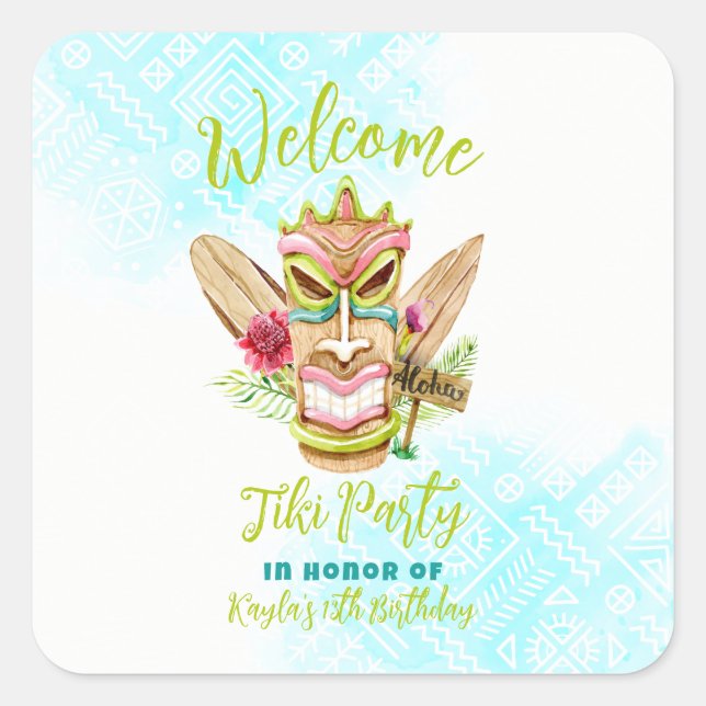 Tiki Party  Square Sticker (Front)