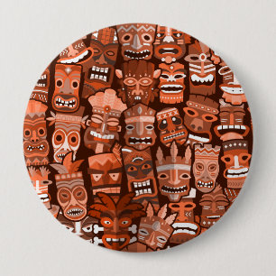 TIKI Pattern 3 10 Cm Round Badge