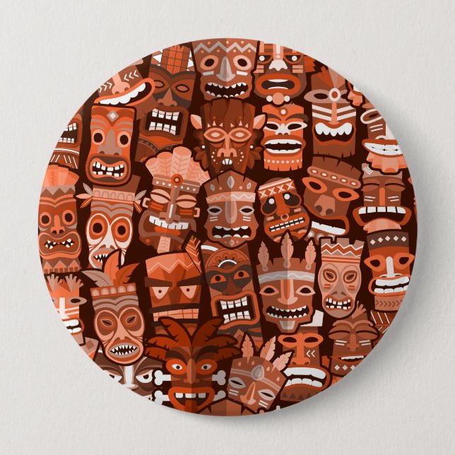 TIKI Pattern 3 10 Cm Round Badge (Front)