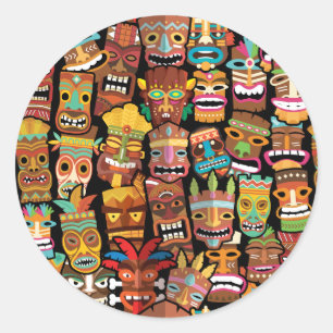 TIKI Pattern 4 Classic Round Sticker