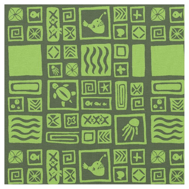 Tiki Pattern Fabric (Close Up)