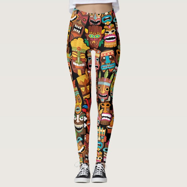 Tiki Pattern Leggings (Front)