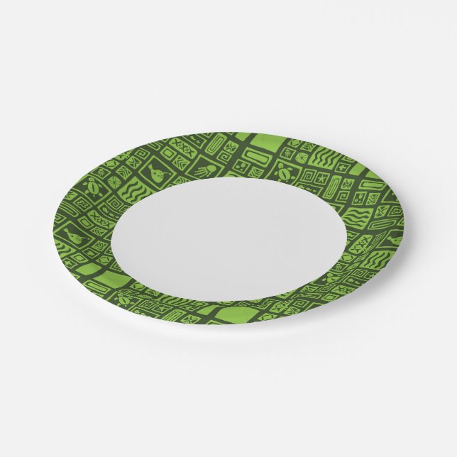 Tiki Pattern Paper Plate (Angled)