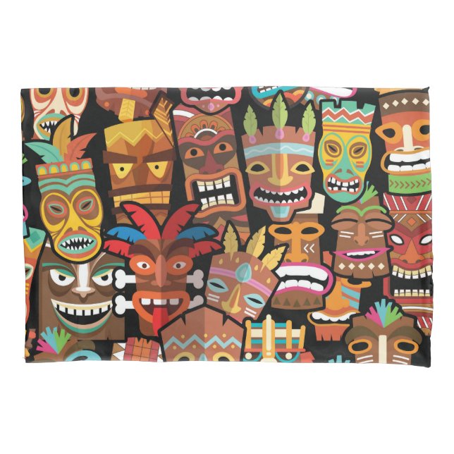 Tiki Pattern Pillowcase (Front-Left)
