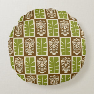 Tiki Pattern Round Cushion