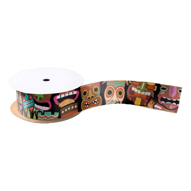 Tiki Pattern Satin Ribbon (Spool)