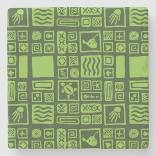 Tiki Pattern Stone Coaster