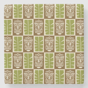 Tiki Pattern Stone Coaster