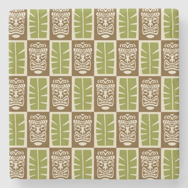 Tiki Pattern Stone Coaster (Front)