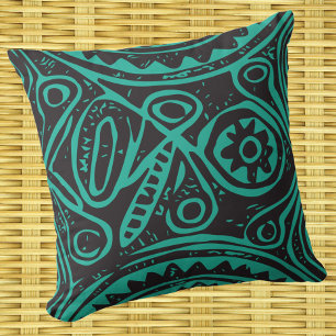 Tiki Pattern Vintage Melanesian Cushion