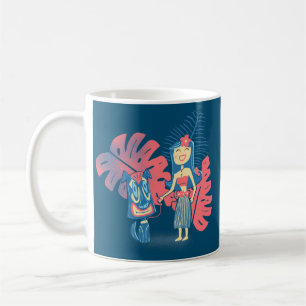 Tiki Pets Tropical Island Cute Girl with Tiki Dog Coffee Mug