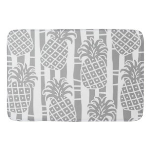 Tiki Pineapple Bamboo Stripes Pattern Bath Mat