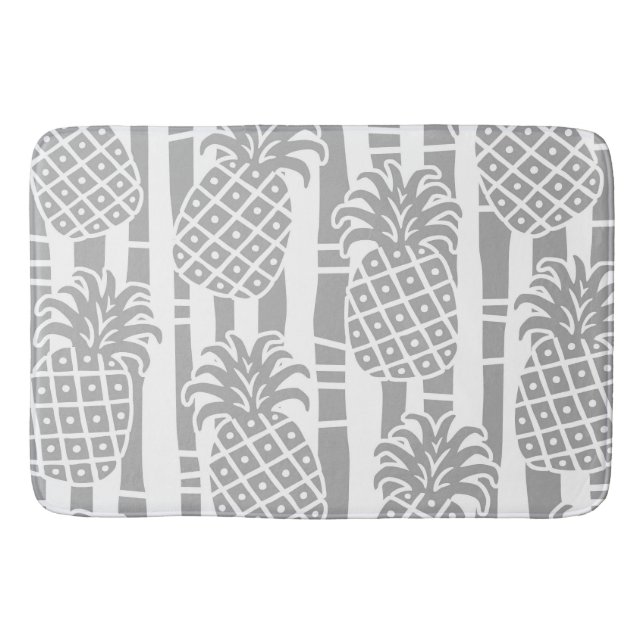 Tiki Pineapple Bamboo Stripes Pattern Bath Mat (Front)
