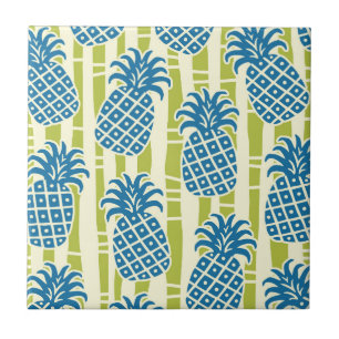 Tiki Pineapple Bamboo Stripes Pattern Ceramic Tile