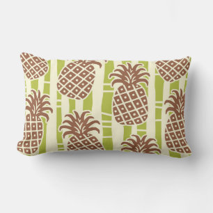 Tiki Pineapple Bamboo Stripes Pattern Lumbar Cushion