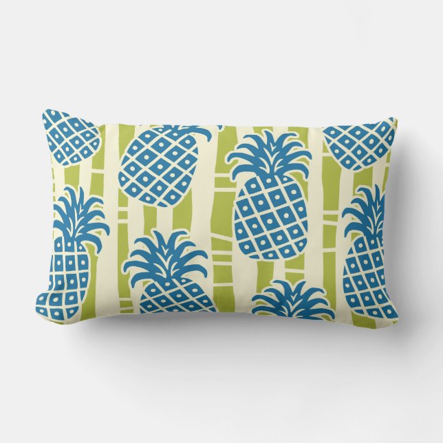 Tiki Pineapple Bamboo Stripes Pattern Lumbar Cushion (Front)