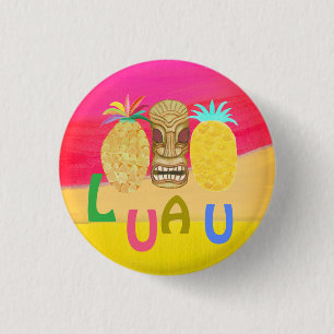 Tiki Pineapple Luau 3 Cm Round Badge