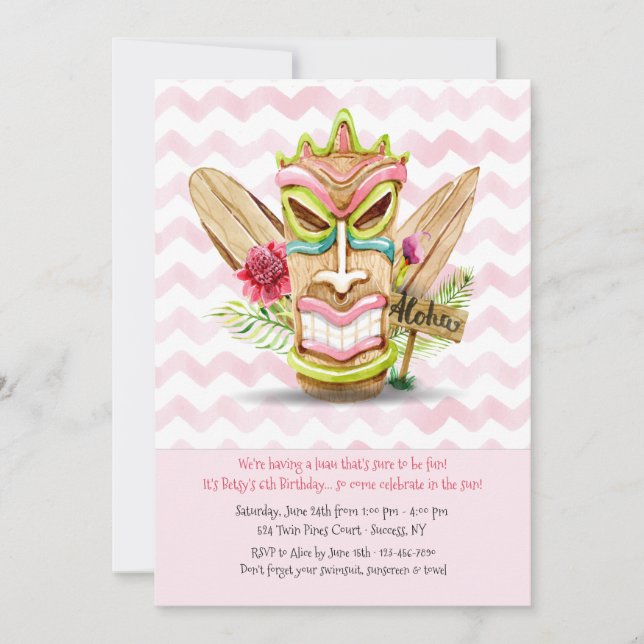 Tiki Pink Invitation (Front)