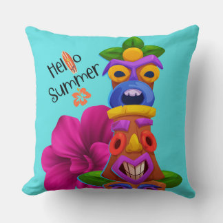Tiki Pole Summer Graphic with Hello Summer Cushion