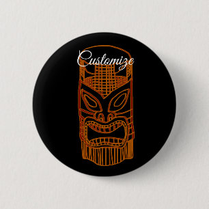 Tiki Sculpture Thunder_Cove 6 Cm Round Badge