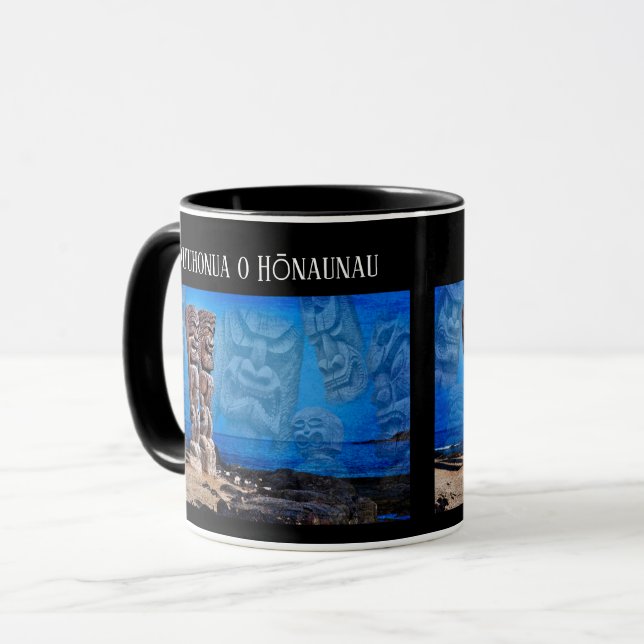 Tiki Spirits, Big Island, Hawaii, Black Coffee Mug (Front Left)