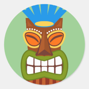 Tiki Statue Mask Classic Round Sticker