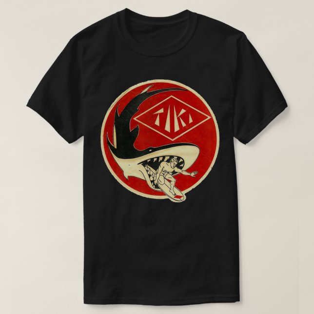 TIKI Surf  Watch out for those sharks dude  T-Shirt (Design Front)