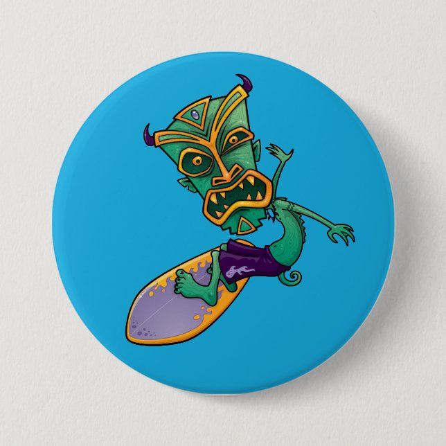 Tiki Surfer 7.5 Cm Round Badge (Front)