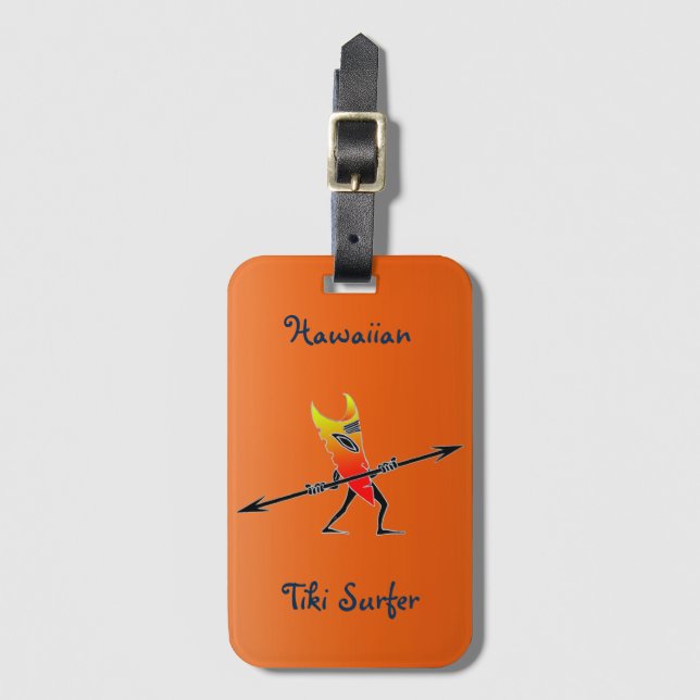 Tiki Surfer Red And Yellow Luggage Tag (Front Vertical)
