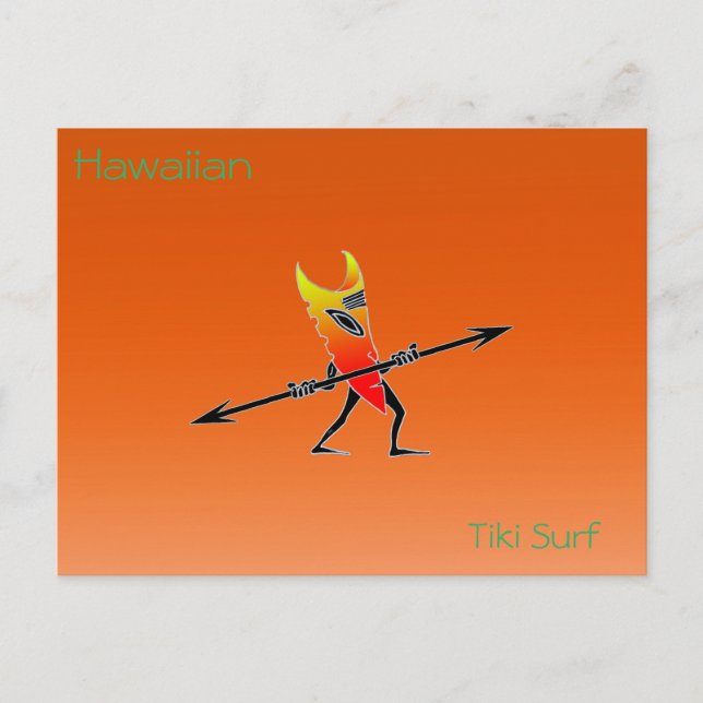 Tiki Surfer Red And Yellow Postcard (Front)