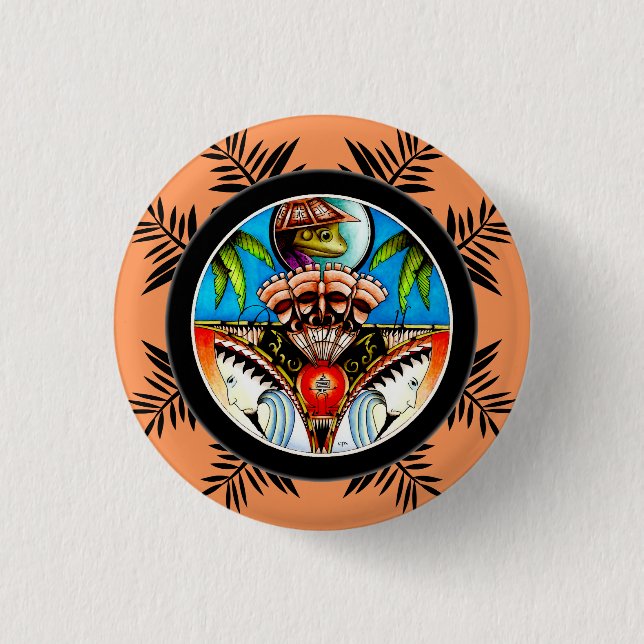 Tiki Tattoo Frog 3 Cm Round Badge (Front)