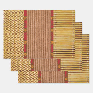 Tiki textures bamboo and reed wrapping paper sheet