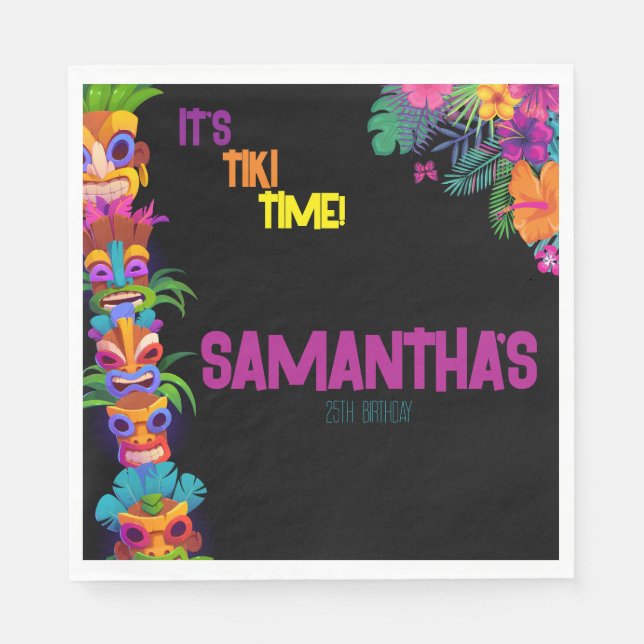Tiki Time Birthday Party Napkin (Front)